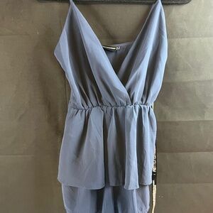 Pretty little thing- navy frill layer play suite